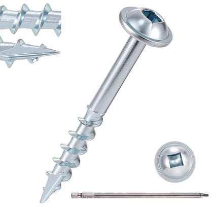 100 PCS #8 x 1-1/2” Pocket Hole Screws Exterior Pocket Screw - color: Zinc, size: #8x1-1/2"