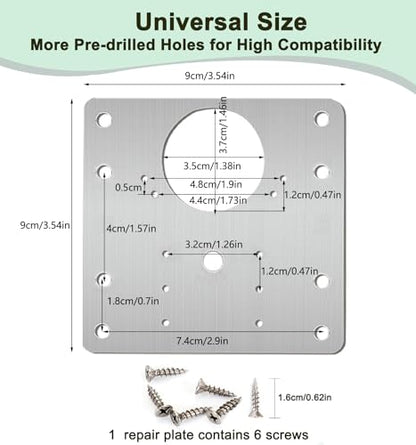 8PCS Cabinet Hinge Repair Plate Stainless Steel Hinge Repair Brackets Kit for Kitchen Cupboard Door with Fixing Screws