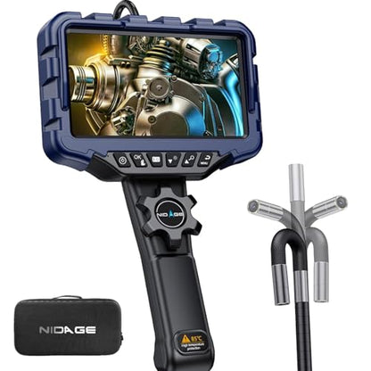 7" IPS Borescope, Two-Way Articulating Endoscope Camera with Light