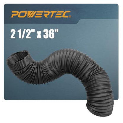 POWERTEC 2-1/2'' x 36'' Dust Collection Hose, 2.5 Inch Flexible PP Dust Collector Hose for Table Saw, Miter Saw, Drill Press, Belt Sander, Woodworking and Wood Shop Dust Collection System (70198) - size: 2.5'' x 36'' PP Hose