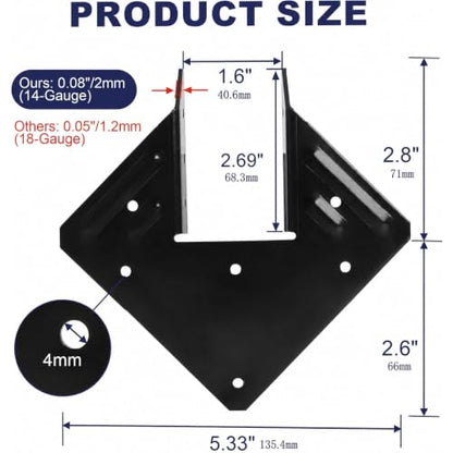 20 Pcs Black Hurricane Tie 14 Gauge Joist Hangers Fit 2x4 2x6 Truss - style: 20 Pack