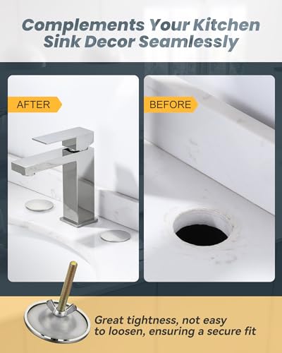 Kitchen Sink Hole Cover, Faucet Hole Cover for Kitchen Sink, Tap Hole Plate Stopper Cover Blanking Brass Metal Plug, Polished Nickel - color: Polished Nickel