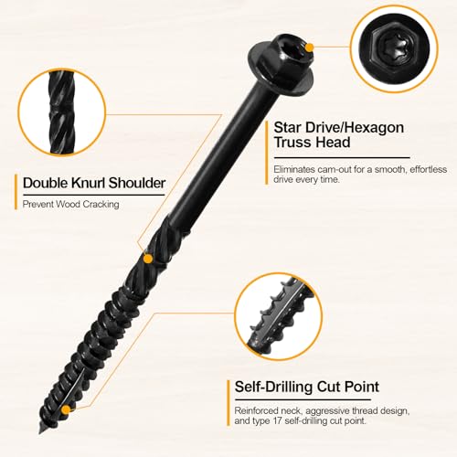 5/16" x 12" Wood Structural Screws - color: Black, size: 12 Inch