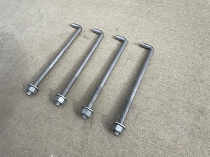 Sandbaggy 5/8" x 12" Threaded Concrete Anchor L-Bolts (Nuts & Washers Included) - Hot Dipped Galvanized - Sill Plate, Base Plate, Masonry, Wood, Cement Anchors, J Bolt (10, 5/8” x 12”) - size: 5/8” x 12”