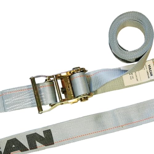 VULCAN Logistic Strap for E Track - Ratchet Style - 16 Foot - 6 Pack - Gray - 1,333 Pound Safe Working Load