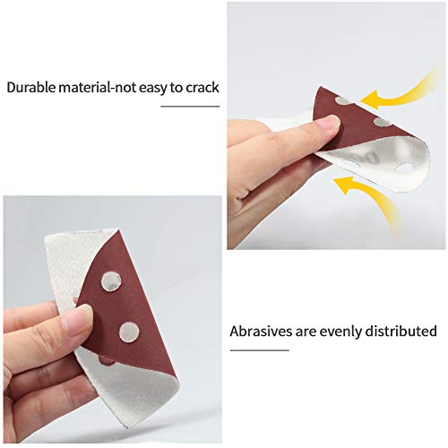 SPEEDWOX 50 Pcs Triangle Sanding Pads Hook and Loop 1000 Grit Oscillating Sanding Pad 90mm 6 Holes Fit 3-1/2 Inches Oscillating Multi Tool Detail Sander Sandpaper Triangle Sanding Discs Sanding Tool - style: 1000 Grit