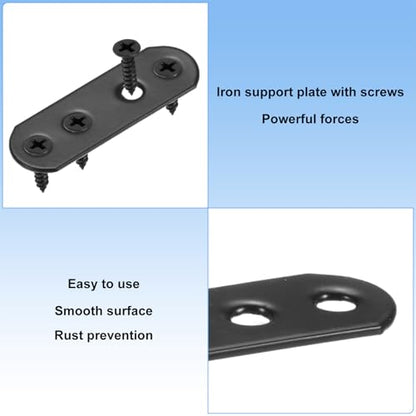 M METERXITY 10-Pack Flat Straight Brackets 2.17x0.71in, Black - color: Black, size: 55mm