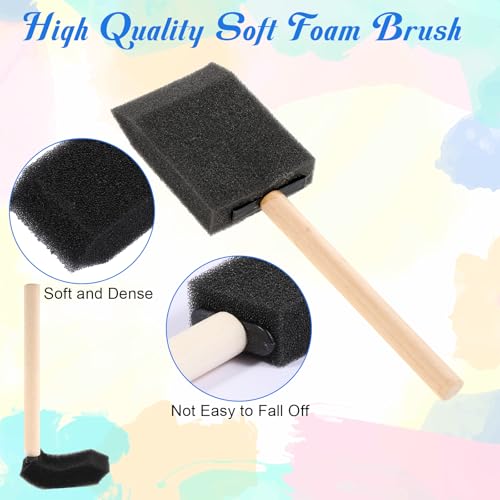 Foam Paint Brushes, 5Pcs 1" Sponge Brushes for Painting Wood Handle Sponge Paint Brush for Staining, DIY Craft, Varnishes Painting and Cleaning (Pack of 3) - size: 1 inch (Pack of 3)
