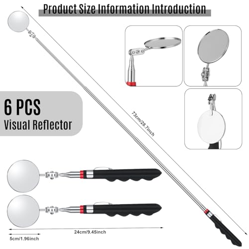 6 Pcs Telescoping Inspection Mirror 30 Inch Mechanical Mirror Tool