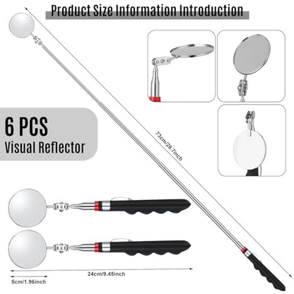 6 Pcs Telescoping Inspection Mirror 30 Inch Mechanical Mirror Tool