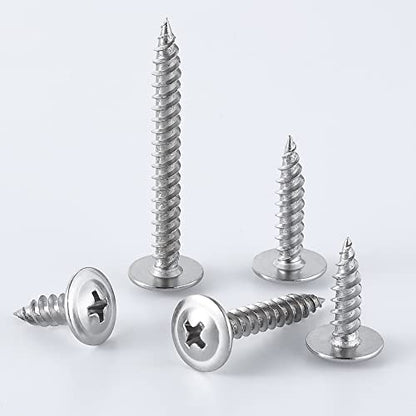 Wensilon(95 pcs)#8 Phillips Truss Head Wood Screws Stainless Steel 410 Quick Metal Self Tapping with Drywall Plastic Anchors Assortment Kit - size: SS410 Phillips Truss Head Wood Screws