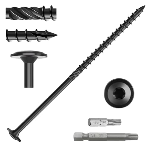80pcs Heavy Duty Construction Structural Lag Screws with 2 T30 Bits - size: #14 x 6