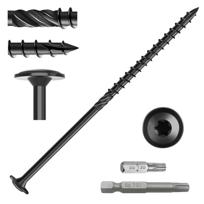 80pcs Heavy Duty Construction Structural Lag Screws with 2 T30 Bits - size: #14 x 6