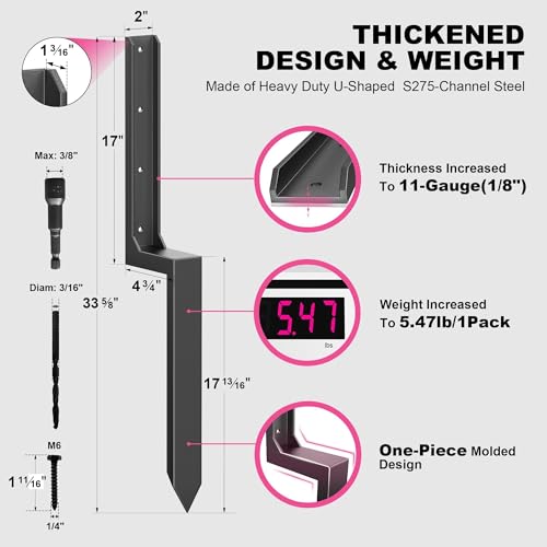 IRONBABE 33.62" Fence Post Repair Kit, Fix Leaning 4x4/6x6 Wood Post, 2Pack - size: AS1-2Pack 35.18x7.06x3.18"
