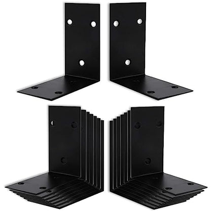 16Pcs Raised Garden Bed Corner Brackets, 4Inch Stainless Steel Bracket, Black Angle Brackets, L Corner Brace, Heavy Duty L Brackets 90° Metal Bracket for Wooden Furniture Timber （4 Different Sizes） - size: 16PCS-4'' L Brackets