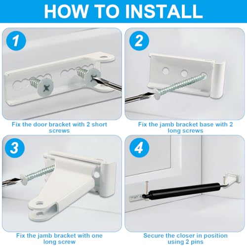 Reinforced Storm Door Closer Bracket Kit, White - color: White