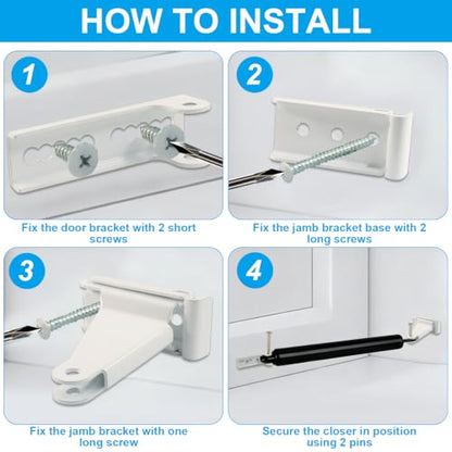 Reinforced Storm Door Closer Bracket Kit, White - color: White