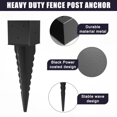 1Pcs 24"Fence Post Anchor Ground Spike| Black Powder-Coated| 6"x6" - size: 24"6*6