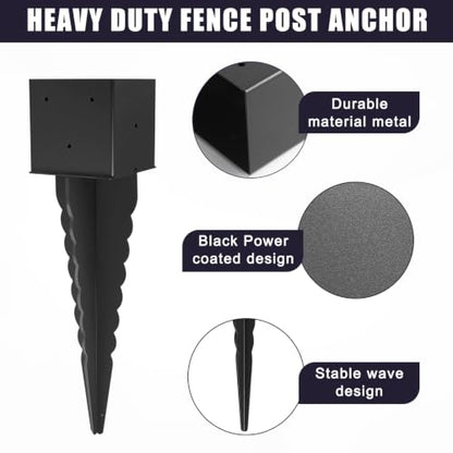 1Pcs 24"Fence Post Anchor Ground Spike| Black Powder-Coated| 6"x6" - size: 24"6*6