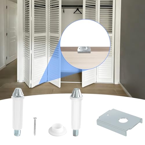 Bifold Door Repair Kit for 1-3/8" Wood Bifold Closet Doors, Bottom Pivot Bracket Replacement with Adjustable Bottom Pivot Screws, Includes Metal Repair Brackets & Pivot Washers, 4 Pack