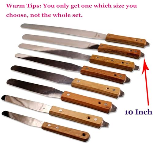 Screen Printing Ink Spatula - Stainless Steel Ink Spatula Ink Knife Wood Handle Flexible Ink Spatula for Screen Printing - 4in / 5in / 6in / 7in / 8in / 9in / 10in / 12in (10 Inch) - color: 10 Inch