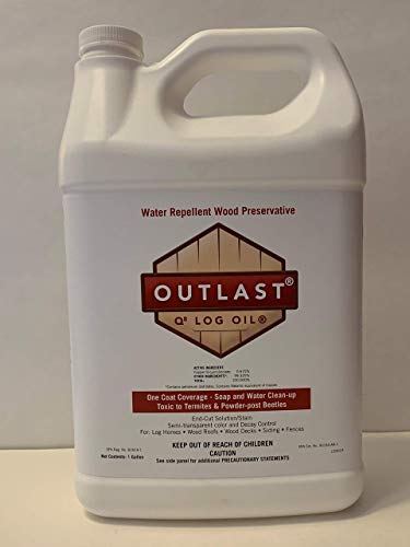 Outlast - Q8 Log Oil Wood Preservative for Decks, Log Homes, End Cuts, & More - Light Gold - 1 Gallon - color: Light Gold, size: 1 Gallon