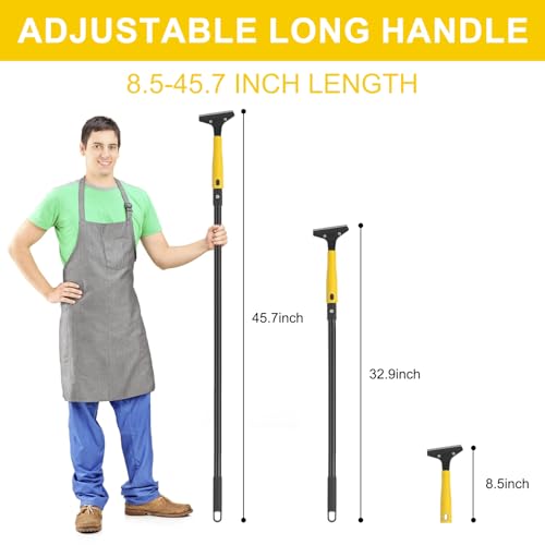 KeFanta Scraper Tool, 4" Wide Heavy Duty Floor Scraper, 45.7" Long Handle - color: Long Handle Floor Scraper Yellow
