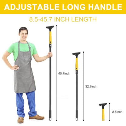 KeFanta Scraper Tool, 4" Wide Heavy Duty Floor Scraper, 45.7" Long Handle - color: Long Handle Floor Scraper Yellow