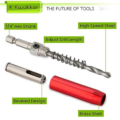 Self Centering Drill Bit Set with Center Punch, 1/4" Hex Shank - color: B. Colorful