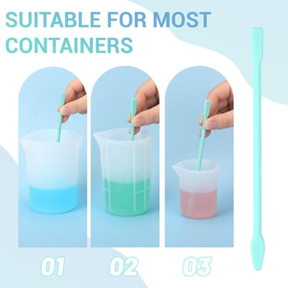 Gartful 9PCS Large Silicone Stir Sticks, Reusable Epoxy Resin Mixing Sticks, Non-Stick Craft Stirring Rods for Paint Mixing, Glitter Tumblers, Liquid Art Supplies, DIY Crafts Tools, Turquoise - color: Turquoise, size: 9PCS-Large stick*9