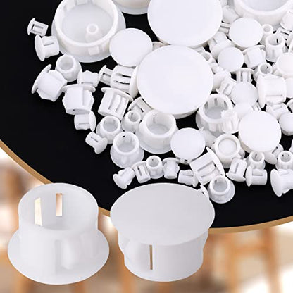 Plastic Furniture Hole Plugs - 6 Sizes (3/16"-3/4"), White (200pcs)