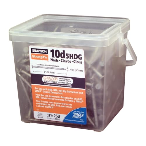Simpson Strong-Tie 10D5HDG-R Strong-Drive SCN Smooth-Shank Connector Nail, 10d x 3 in. x 0.148 in., 9 Gauge, Hot-Dip Galvanized, Full Round Head, 250-Count 5 lb Pack, 4-Pack