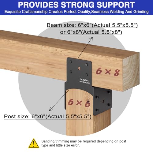 Post Anchor Connector,Stainless Steel Beam Anchor Connector, Post Base Bracket for Supporting Wood Beams,Post to Beam (4Pack, P6x6-B(6x6/6x8)) - size: P6x6-B(6x6/6x8)