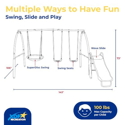 XDP Recreation SuperDisc Plus Safe-Arch Swing Set, Backyard Playground