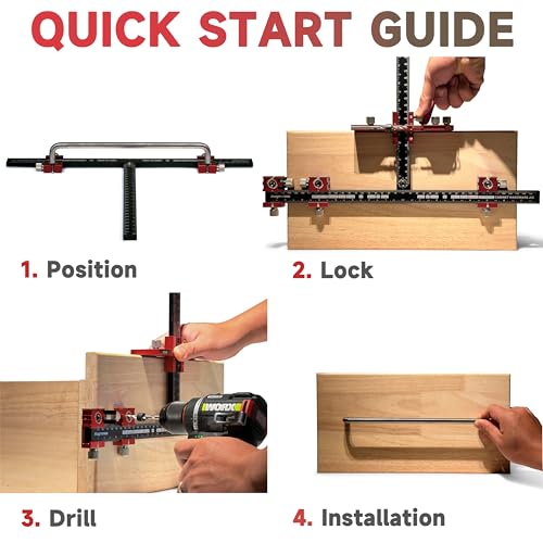 Cabinet Hardware Jig, Cabinet Drawer Pull Jig, Cabinet Pull Template Tool - color: Red-black