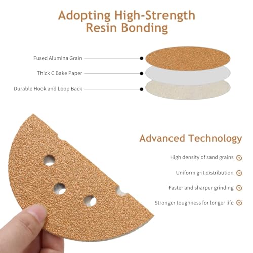 50 PCS 120 Grit 5 Inch 8 Hole Hook and Loop Sanding Discs