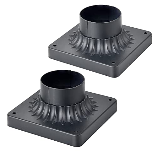 Pier Mount Base 2 Pack, Outdoor Post Light Adapter Matte Black - color: Matte Black-2PK