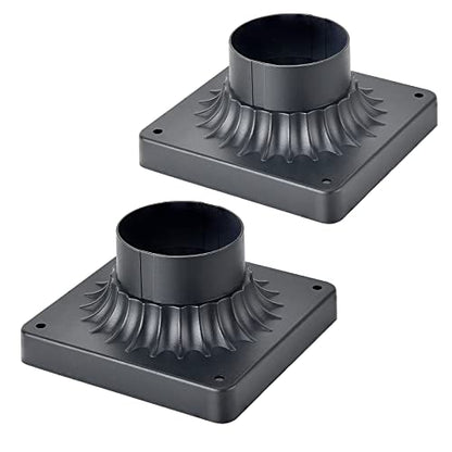 Pier Mount Base 2 Pack, Outdoor Post Light Adapter Matte Black - color: Matte Black-2PK