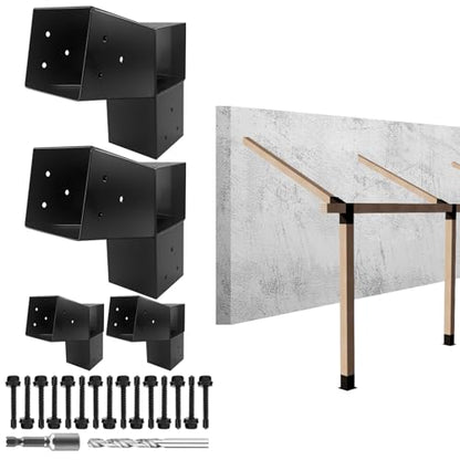 4x4 Pergola 2-Way Brackets,L-Shaped 30° Angled Design 4Pack - size: 4x4 30°