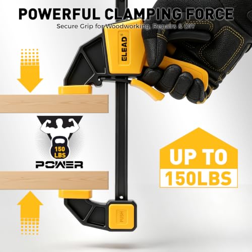 6-Pack Wood Clamps for Woodworking, 4-Piece 6" Bar Clamps with 2-Piece Clamp Connectors, Quick-Release Wood Clamps with 150 LBS Load Limit, Trigger Clamp Set for Woodworking DIY Projects - style: 4-Piece 6" 150lbs with clamp connector