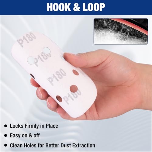 WORKPRO Sanding Discs, 5-Inch 180 Grit 8-Hole Hook and Loop, 100 Pack - style: 100PCS 5 Inch 180 Grit