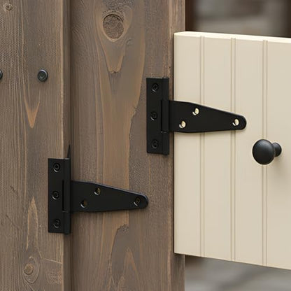 1Set T-Strap Gate Hinge with 7 Screws, Heavy Duty Shed Barn Door Hinges, Black Tee Hinges for Wooden Fence, Yard Gate (6 Inches) - color: 6Inches