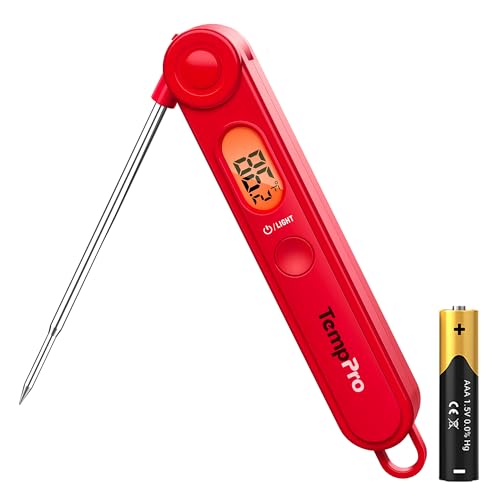 TempPro TempSwift Digital Meat Thermometer for Cooking - color: Bright red