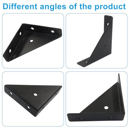 66mm Corner Brace Brackets, 4Pcs, Black - size: 66mm
