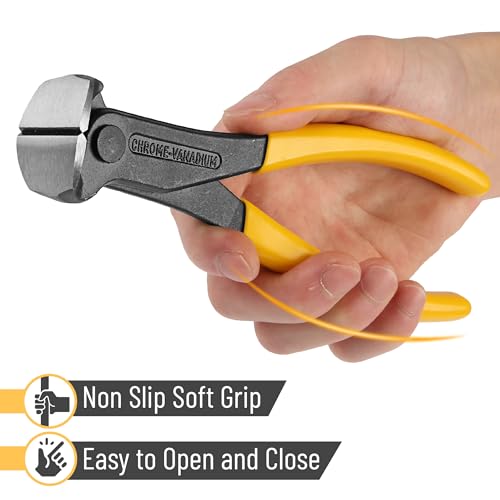 Bates Nail Puller and Staple Remover - Yellow, 2 Pack, Carpenter Tool, End Cutting Pliers, Nippers for Nail Pulling - color: Yellow, size: 7", 2 Pack