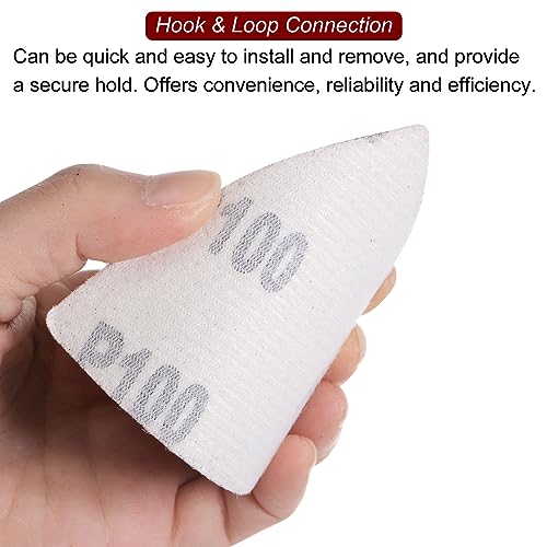 HARFINGTON 60pcs Triangular Hook & Loop Sandpapers 100 Grits 3-1/8" Aluminum Oxide Sanding Pads Random Orbital Mouse Detail Sander Papers Oscillating Multi Tool Sheets - size: 100 Grits