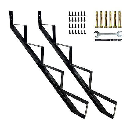 4 Step Metal Stair Step Steel Riser Stringers for 34.7" Height Deck, 2Packs - size: 4 Steps