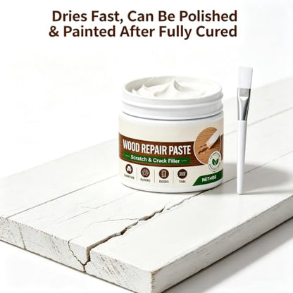 Wood Fille, Wood Putty, Wood Repair Paste for Furniture and Floor, Quick Touch-Up Paste for Tables, Cabinets, Doors and Wood Surfaces (White)