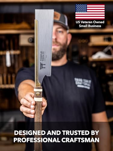 Temple Tool Co. Japanese Pull Saw - Crosscut 9.5 - Hand Saw for Joinery Crosscuts, Kumiko, Tenon Shoulders - style: Dozuki Crosscut
