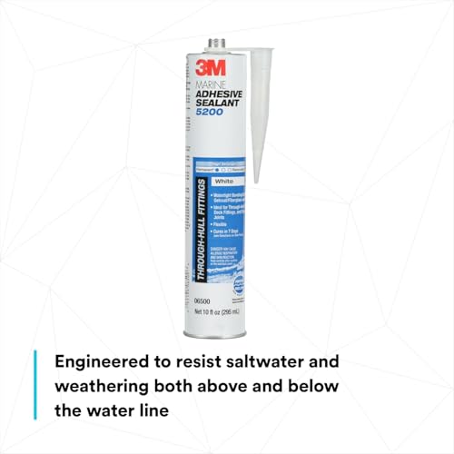3M Marine Adhesive Sealant 5200 (06500) Permanent Bonding & Sealing for Boats & RVs Above & Below the Waterline Waterproof Repair, White, 10 fl oz Cartridge (Pack of 12) - color: White, size: 10 fl oz (Pack of 12)